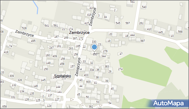 Zembrzyce, Zembrzyce, 650, mapa Zembrzyce