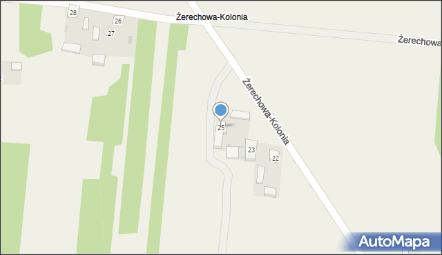 Żerechowa, Żerechowa-Kolonia, 25, mapa Żerechowa