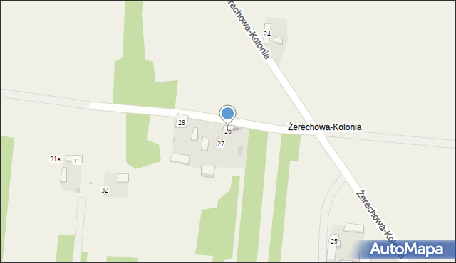 Żerechowa, Żerechowa-Kolonia, 26, mapa Żerechowa