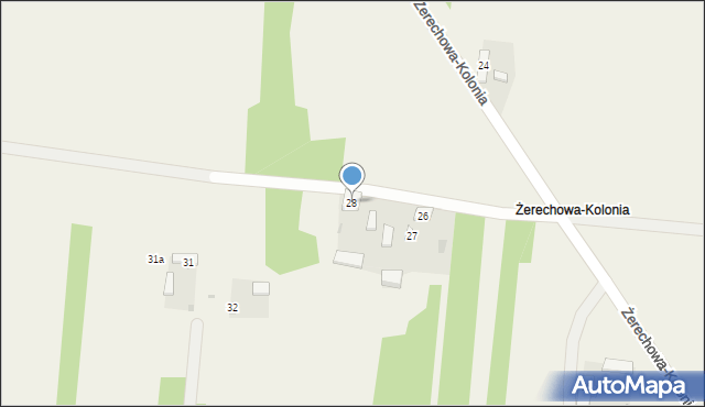 Żerechowa, Żerechowa-Kolonia, 28, mapa Żerechowa
