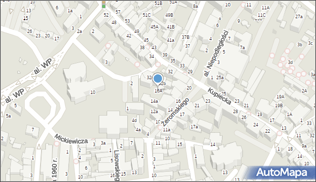 Zielona Góra, Żeromskiego Stefana, 16A, mapa Zielona Góra