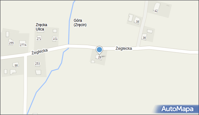 Zręcin, Żeglecka, 19, mapa Zręcin