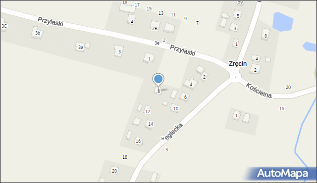 Zręcin, Żeglecka, 8, mapa Zręcin