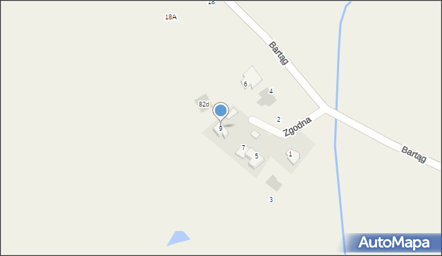 Bartąg, Zgodna, 9, mapa Bartąg