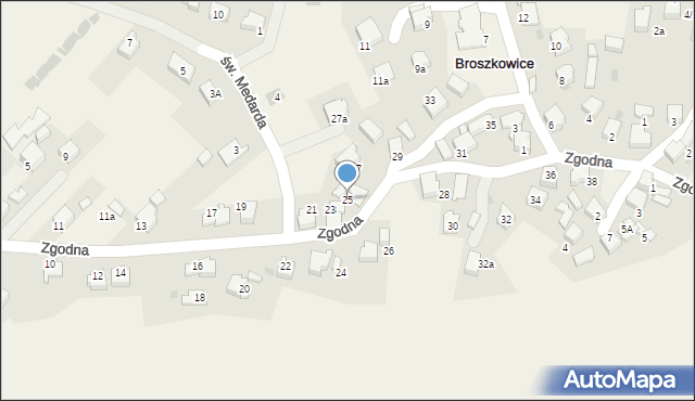 Broszkowice, Zgodna, 25, mapa Broszkowice