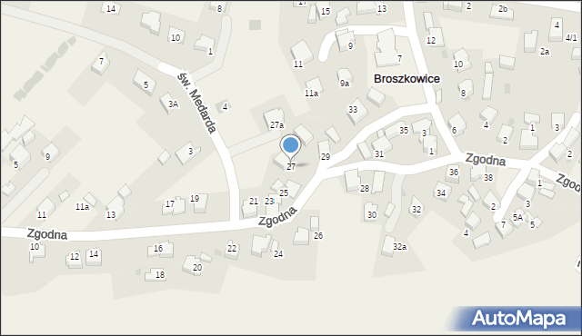 Broszkowice, Zgodna, 27, mapa Broszkowice