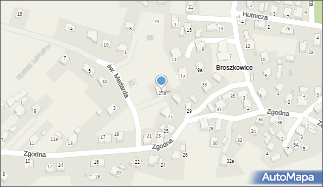 Broszkowice, Zgodna, 27a, mapa Broszkowice