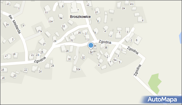 Broszkowice, Zgodna, 34, mapa Broszkowice