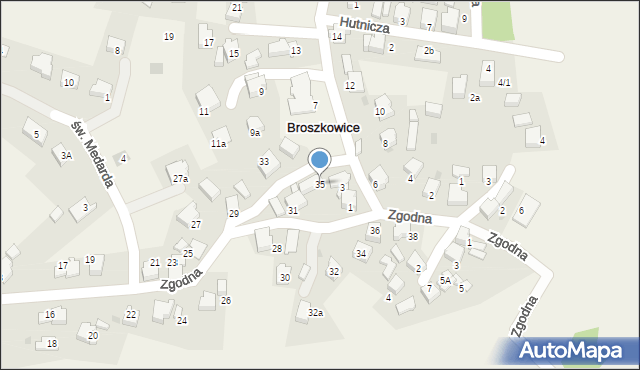 Broszkowice, Zgodna, 35, mapa Broszkowice