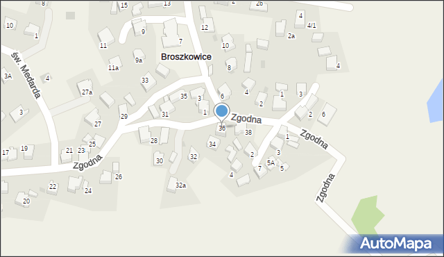 Broszkowice, Zgodna, 36, mapa Broszkowice