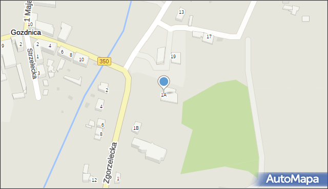 Gozdnica, Zgorzelecka, 1A, mapa Gozdnica