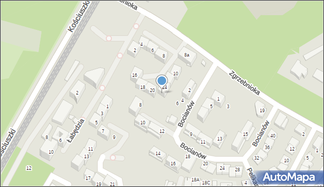 Katowice, Zgrzebnioka Alfonsa, 14A, mapa Katowic
