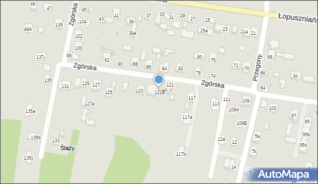 Kielce, Zgórska, 121B, mapa Kielc