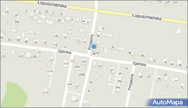 Kielce, Zgórska, 64, mapa Kielc