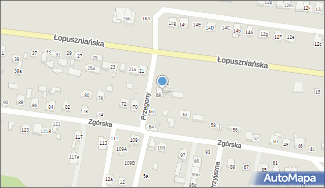 Kielce, Zgórska, 68, mapa Kielc