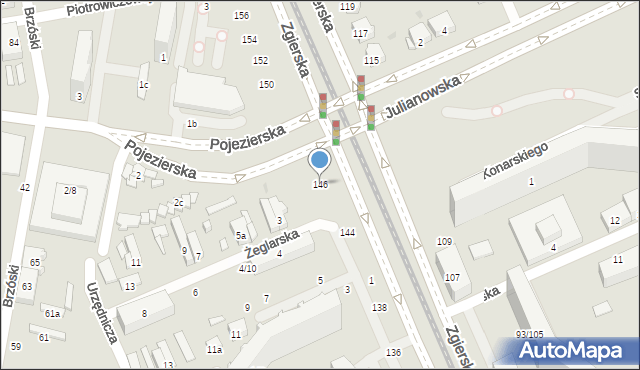 Łódź, Zgierska, 146, mapa Łodzi