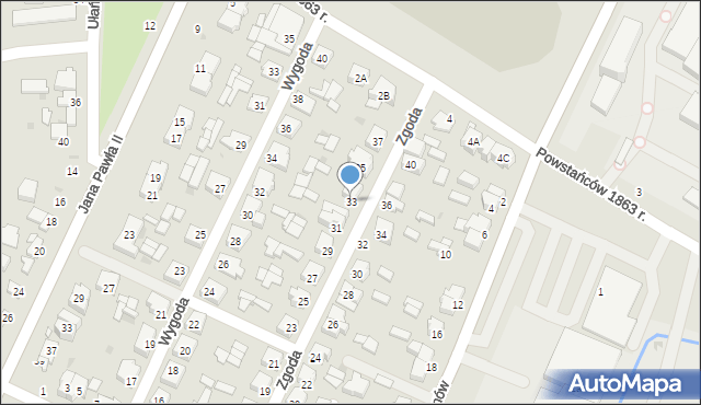 Łowicz, Zgoda, 33, mapa Łowicza