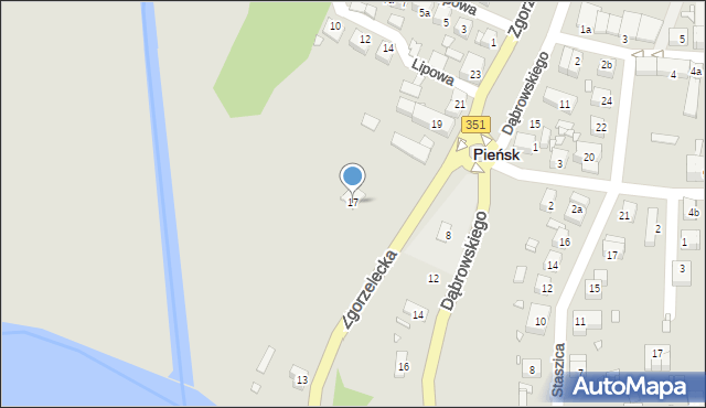 Pieńsk, Zgorzelecka, 17, mapa Pieńsk