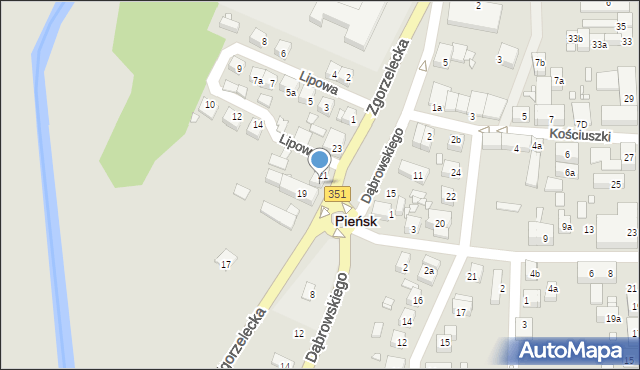 Pieńsk, Zgorzelecka, 21a, mapa Pieńsk