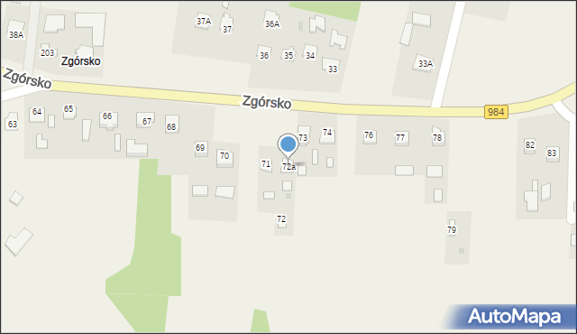 Podborze, Zgórsko, 72a, mapa Podborze