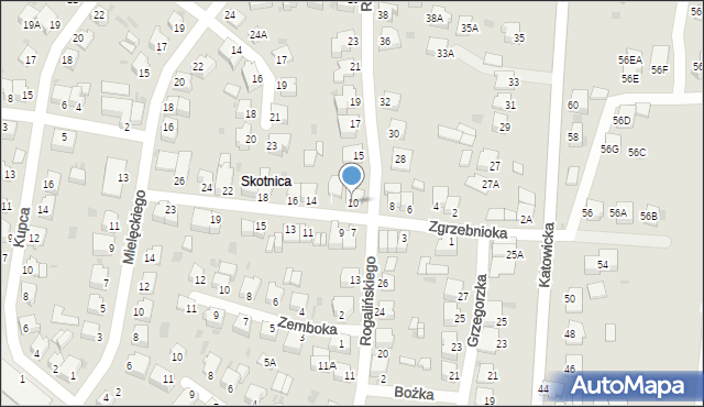 Pszczyna, Zgrzebnioka Alfonsa, 10, mapa Pszczyny