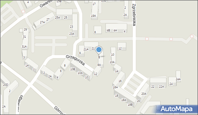 Ruda Śląska, Zgrzebnioka Alfonsa, 8, mapa Rudy Śląskiej