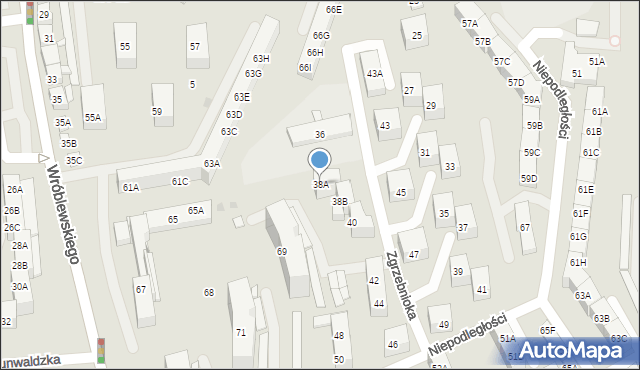 Siemianowice Śląskie, Zgrzebnioka Alfonsa, 38A, mapa Siemianowice Śląskie