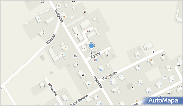 Stare Bielice, Zgody, 1, mapa Stare Bielice