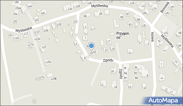 Tychy, Zgody, 11, mapa Tychów