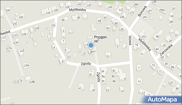 Tychy, Zgody, 15, mapa Tychów