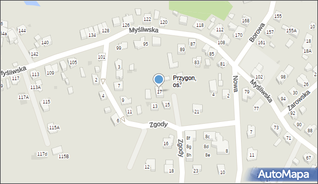 Tychy, Zgody, 17, mapa Tychów