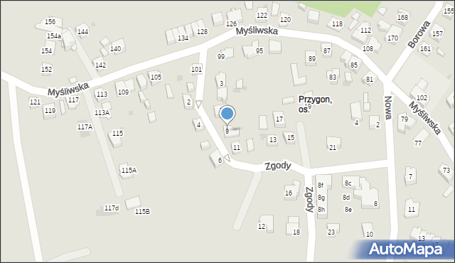 Tychy, Zgody, 9, mapa Tychów