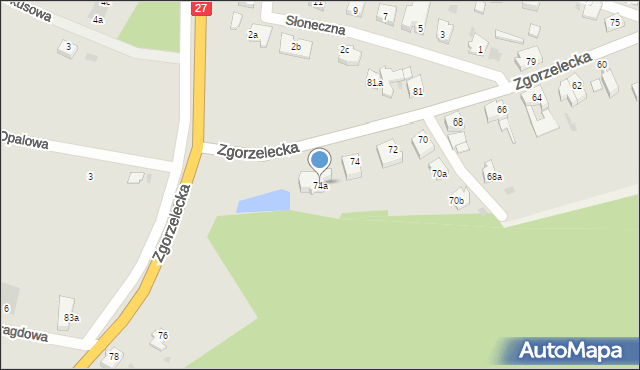 Żary, Zgorzelecka, 74a, mapa Żary