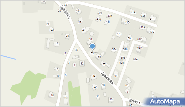 Zgłobice, Zgłobicka, 53, mapa Zgłobice