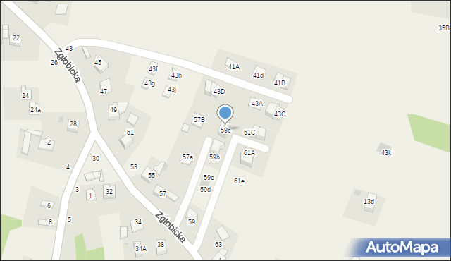 Zgłobice, Zgłobicka, 59c, mapa Zgłobice