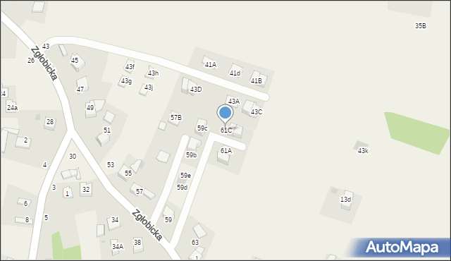 Zgłobice, Zgłobicka, 61C, mapa Zgłobice