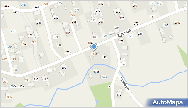 Zgłobień, Zgłobień, 183a, mapa Zgłobień