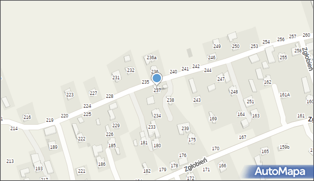 Zgłobień, Zgłobień, 237, mapa Zgłobień