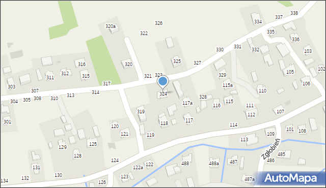 Zgłobień, Zgłobień, 324, mapa Zgłobień