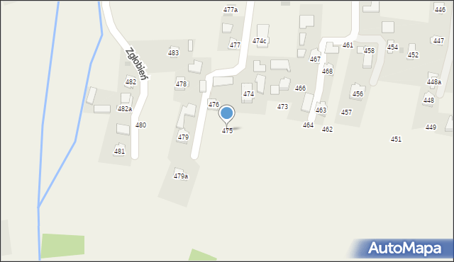 Zgłobień, Zgłobień, 475, mapa Zgłobień