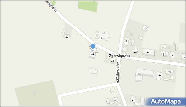 Zgłowiączka, Zgłowiączka, 21, mapa Zgłowiączka