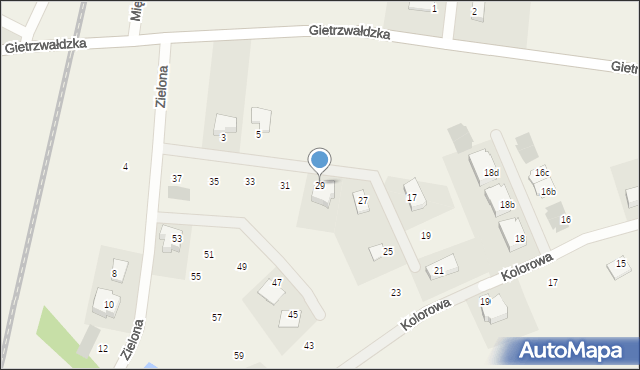 Bartąg, Zielona, 29, mapa Bartąg