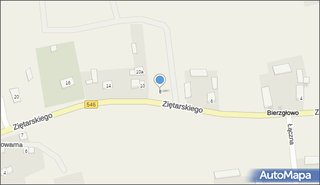 Bierzgłowo, Ziętarskiego Zygfryda, ks., 8, mapa Bierzgłowo