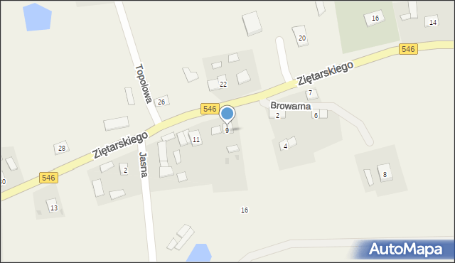 Bierzgłowo, Ziętarskiego Zygfryda, ks., 9, mapa Bierzgłowo