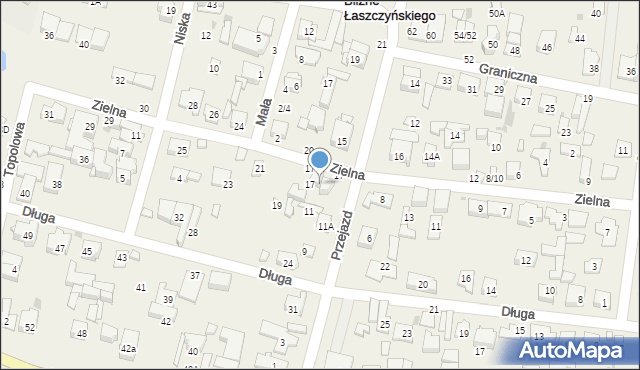 Blizne Łaszczyńskiego, Zielna, 17/17A, mapa Blizne Łaszczyńskiego