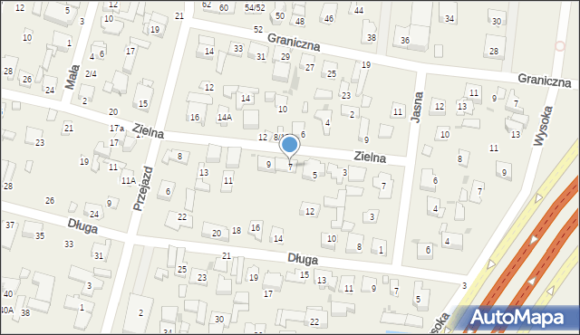 Blizne Łaszczyńskiego, Zielna, 7, mapa Blizne Łaszczyńskiego