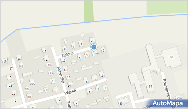 Brudzew, Zielona, 1, mapa Brudzew