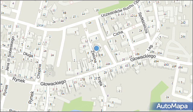 Brzesko, Zielona, 3, mapa Brzesko