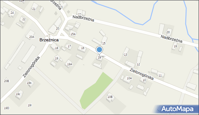 Brzeźnica, Zielonogórska, 14, mapa Brzeźnica