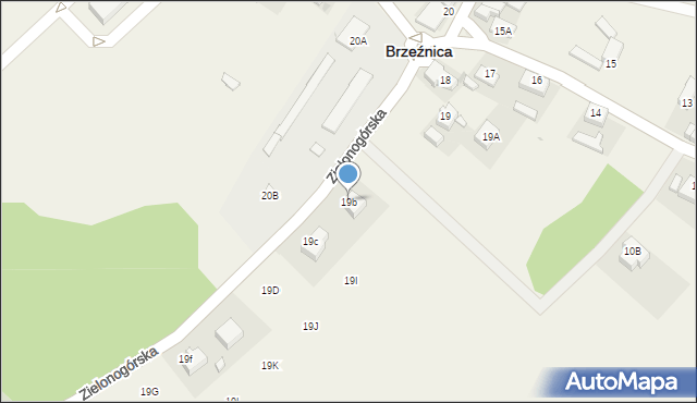 Brzeźnica, Zielonogórska, 19b, mapa Brzeźnica